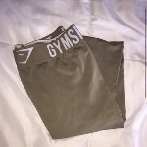 gymshark olive cropped leggings xs